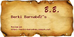 Berki Barnabás névjegykártya
